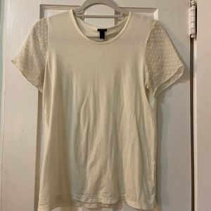 Off-white tshirt with mesh polka dot sleeves